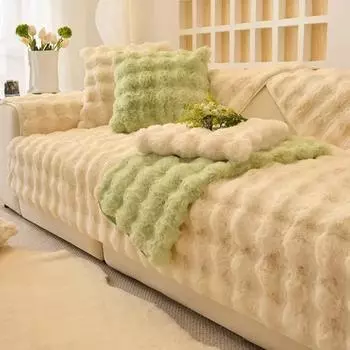 Зимний утолщенный диван-полотенце однотонный кролик плюшевый диванная подушка угловой мягкий чехол для гостиной скандинавский декор чехол для дивана 70x70cm 1pcs