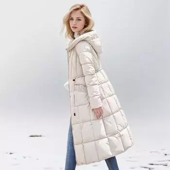Зимний утолщенный длинный пуховый хлопковый жилет женская зимняя одежда обтягивающая талия супер толстый длинный выше колена женский жилет куртка M хаки