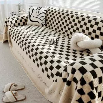 Зимний утолщенный флисовый чехол для дивана, полотенце, чехол для дивана в скандинавском стиле, чехол для дивана в стиле люкс, пылезащитный универсальный универсальный коврик для дивана 180*130cm