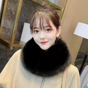 Зимний утолщенный искусственный мех лисьего меха для мужчин и женщин, универсальный хлопковый шарф для одежды, пальто с круглым вырезом, женский шарф белый