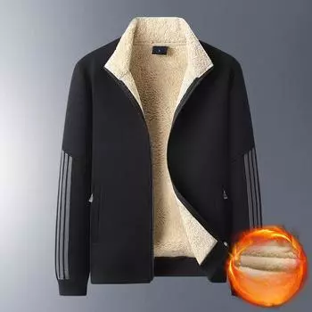 Зимний утолщенный костюм из овечьей шерсти, мужской бархатный повседневный спортивный костюм, свободный свитер для пожилых пап, комплект из двух предметов L серый