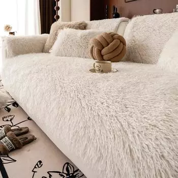 Зимний утолщенный плюшевый чехол для дивана из овечьей шерсти, супер мягкий коврик для диванной подушки, нескользящий легкий роскошный протектор для дивана для гостиной A 70x70