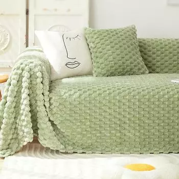 Зимний утолщенный плюшевый чехол для дивана с изображением кролика, новый зимний чехол для дивана, противоскользящая подушка с защитой от когтей кошки 180*130cm