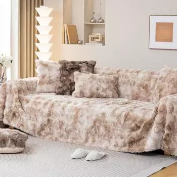 Зимний утолщенный плюшевый чехол для дивана с изображением кролика, цельный кусок полностью покрытого чехла для подлокотника, полотенце, чехол для дивана, подушка для сиденья, в комплекте 180*130cm