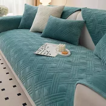 Зимний утолщенный плюшевый коврик для дивана, пыленепроницаемый противоскользящий чехол для дивана, наволочка, однотонная клетчатая спинка для дивана, подлокотники, полотенца 70x70cm 1pcs