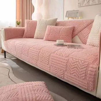 Зимний утолщенный супермягкий бархатный секционный диван-полотенце, короткий плюшевый стеганый чехол для дивана, роскошные удобные нескользящие чехлы для диванов 70x70cm 1pc