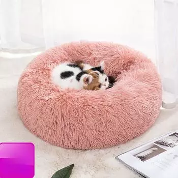 Зимний утолщенный теплый наполнитель для кошачьего туалета Мягкий круглый наполнитель для кошачьего туалета Плюшевый коврик для домашних животных XS 40*20cm