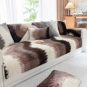 Зимний утолщенный теплый зимний фланелевый чехол для дивана с принтом, простой и современный нескользящий чехол для подушки 30*50 коричневый