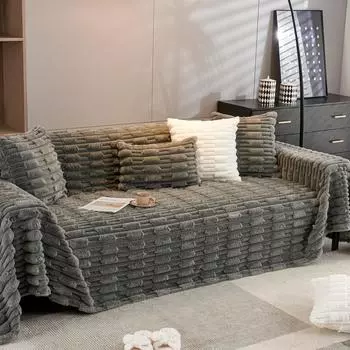 Зимний утолщенный тканевый чехол для дивана, высококачественное универсальное универсальное полотенце для дивана, нескользящие подушки для сиденья, плюшевое подлокотник, полное покрывало 180*130cm