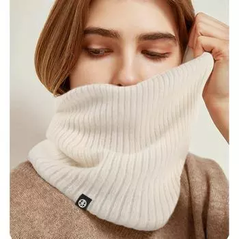 Зимний вязаный шейный платок чистого цвета, универсальный, теплый, с высоким воротом, защита от холода, двухслойный бархатный платок для защиты шеи оранжевый