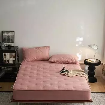 Зимний вышитый хлопковый стираный хлопковый антибактериальный соевый наполнитель, однотонный утолщенный защитный чехол для матраса 120x200x30cm 1pc белый