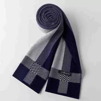Зимний высококачественный мужской маленький вязаный шарф с шахматным узором в корейском стиле, модный универсальный простой шерстяной шарф, подарок на день рождения 195*28