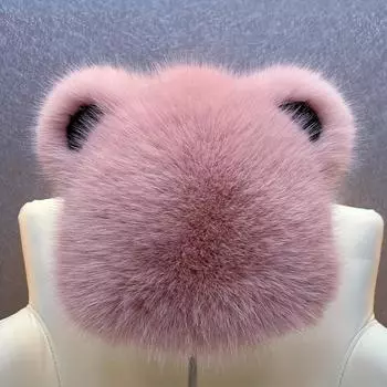 Зимний взрыв снижение возраста симпатичная шапка для пары из меха лисы тока модная теплая универсальная шапка из хлопка с медвежьими ушками для ветра и снега one size fits all синий