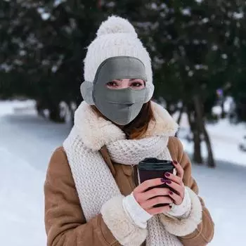 Зимний защитный чехол для лица мотоциклетный головной убор защита ушей лыжный защитный чехол для лица утеплитель для лица зимнее защитное покрытие для лица 2 в 1 дышащий для темно серый