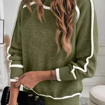 Зимний женский элегантный однотонный вязаный теплый свитер с высоким воротом и длинными рукавами S зелёный