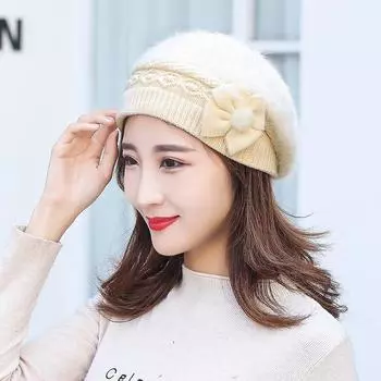 Зимний женский берет из искусственного меха кролика, зимняя теплая бархатная вязаная шапка, модная защитная шапка без полей One Size