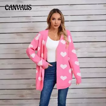 Зимний женский кардиган свитер пэчворк вязаный свитер ко Дню святого Валентина плюс размер сердечко S белый