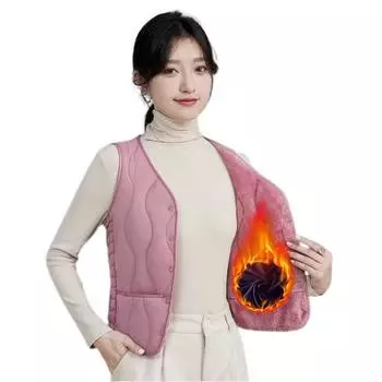 Зимний женский многослойный жилет, пальто, тонкий, с застежкой на пуговицы, с круглым вырезом, без рукавов M фиолетовый