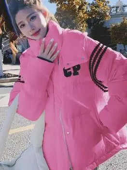 Зимний женский пуховик. Новая модная трикотажная куртка в западном стиле с утолщенным белым утиным пухом. S белый