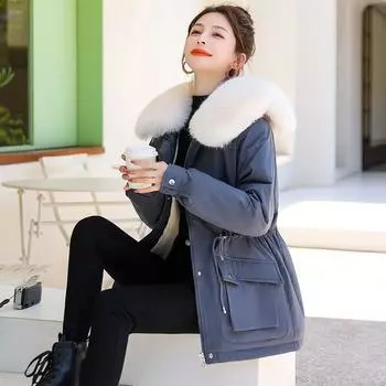 Зимний женский пуховик с большим воротником и новый стиль M