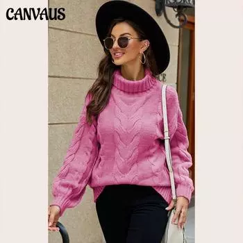 Зимний женский пуловер, вязаный свитер, водолазка большого размера, теплый крученый свитер S белый