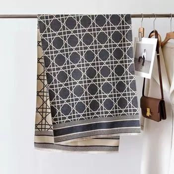 Зимний женский шарф из искусственного кашемира, модный, роскошный, универсальный, клетчатый платок, теплый, ветрозащитный, утолщенный шарф, бандана, головной платок, пашмина 66X186cm