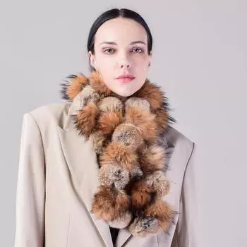 Зимний женский шарф из шерсти кролика Рекс, длинный, зашифрованный, густой, теплый, натуральный мех, однотонный, меховой шарф корейской версии 100cm*17cm