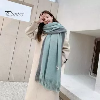 Зимний женский шарф, толстый, теплый, длинный и широкий, в цвет пэчворка, ветрозащитный, с кисточками, декоративный, противоусадочный, сохраняющий тепло, наружный шейный платок розовый