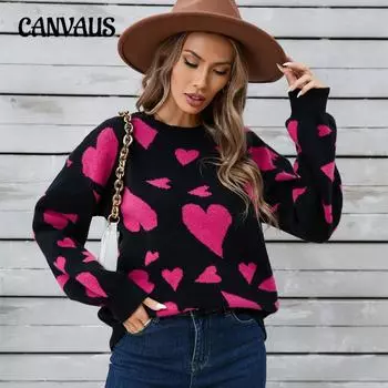 Зимний женский свитер Love Valentine s Day Pullover Large Peach Heart Color Clash Sweater S белый