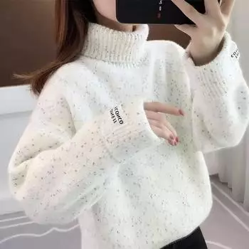 Зимний женский свитер, свободный снаружи, женский осенне-зимний утолщенный вязаный комплект с ленивым ветром S синий