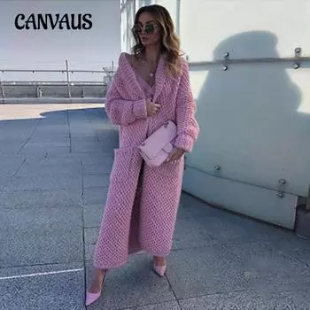 Зимний женский свитер, вязаный кардиган с лацканами, коллаж, однотонный длинный вязаный свитер больших размеров S белый