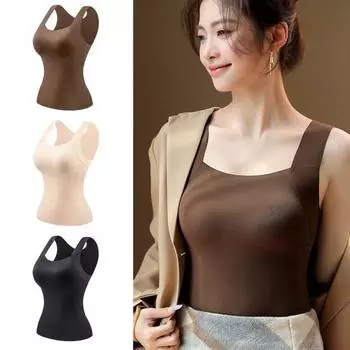 Зимний женский термобелье с встроенными нагрудными накладками, бесшовный бархат, быстрая температура M чёрный