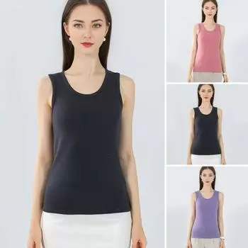 Зимний женский терможилет бесшовный бархатный быстрый температурный фиксатор круглый вырез тонкий 2XL фиолетовый