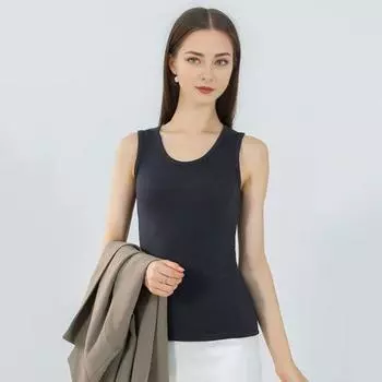 Зимний женский терможилет, бесшовный, бархатный, с быстрой фиксацией температуры, с круглым вырезом, облегающий, эластичный, без рукавов, внутренняя одежда, майка XL фиолетовый