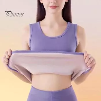 Зимний женский терможилет, бесшовный, бархатный, с быстрой фиксацией температуры, с круглым вырезом, облегающий, эластичный, без рукавов, внутренняя одежда, майка XL чёрный