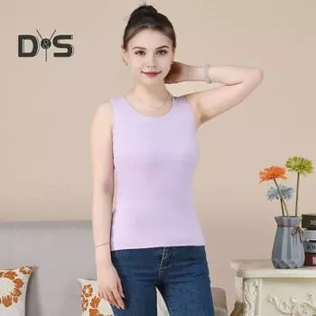 Зимний женский терможилет бесшовный двухсторонний плюшевый быстро фиксирующийся на температуре круглый вырез облегающий эластичный безрукавный внутренний костюм майка XXL фиолетовый