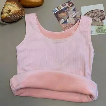 Зимний женский терможилет, бесшовный, плюшевый, с быстрой фиксацией температуры, с круглым вырезом, облегающий, эластичный, без рукавов, внутренняя одежда, майка розовый