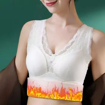 Зимний женский терможилет с нагрудными накладками, бесшовное кружево, быстрая фиксация температуры, V-образный вырез, облегающий эластичный безрукавный внутренний костюм, майка XL белый