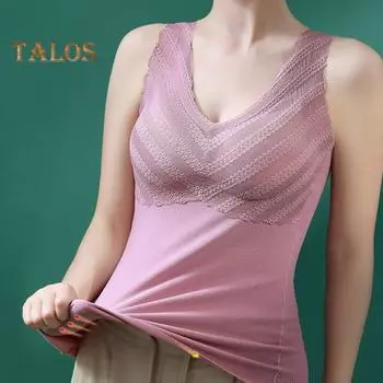 Зимний женский терможилет с нагрудными накладками, бесшовный бархатный, быстро фиксирующий температуру, V-образный вырез, облегающий, эластичный, без рукавов, внутренняя одежда, майка L