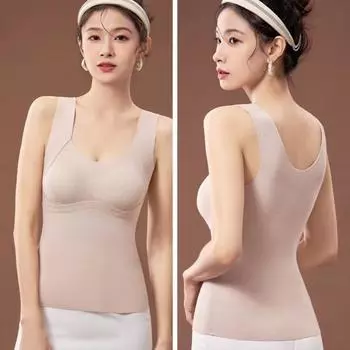 Зимний женский терможилет с нагрудными накладками бесшовный бархатный быстрый температурный замок отопление L серый