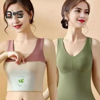 Зимний женский терможилет с нагрудными накладками, бесшовный бархатный, с быстрой фиксацией температуры, с V-образным вырезом, облегающий, эластичный, без рукавов, внутренняя одежда, нижняя майка XL розовый