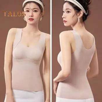 Зимний женский терможилет с нагрудными накладками, бесшовный бархатный, с быстрой фиксацией температуры, согревающий, облегающий, эластичный, без рукавов, внутренняя одежда, майка L серый