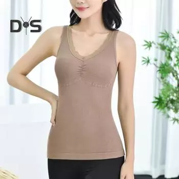 Зимний женский терможилет с нагрудными накладками, бесшовный кружевной V-образный вырез, быстрая фиксация температуры, согревающий, облегающий, эластичный, без рукавов, внутренняя одежда, нижняя майка красный