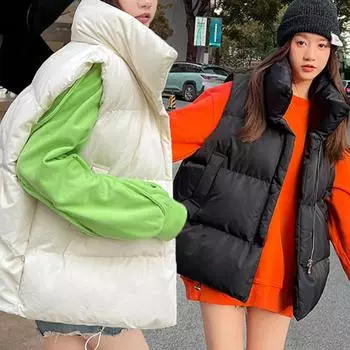 Зимний женский жилет, пальто с отложным воротником, без рукавов, однотонный, с защитой от ударов, сохраняющий тепло, утепленный, с хлопковой подкладкой, жилеты, пальто M хаки