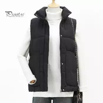 Зимний женский жилет, пальто, утолщенный, с застежкой-молнией, отложным воротником, без рукавов, с регулируемым поясом, однотонный, ветрозащитный, сохраняющий тепло M хаки