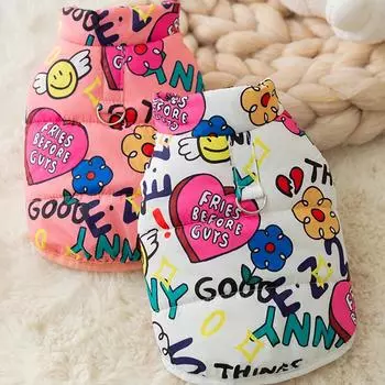 Зимний жилет для собак с принтом граффити Dopamine, теплая ветрозащитная куртка для домашних животных, модная одежда для чихуахуа и йоркширских собак, одежда для домашних животных S