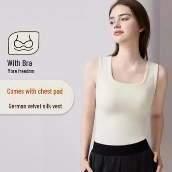 Зимний жилет из немецкого бархата 2024 года с подогревом и поясом для женщин M (90-110 catties) коричневый