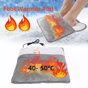 Зимняя электрическая грелка для ног с зарядкой через USB, мягкая плюшевая моющаяся грелка для ног, улучшающая сон, бытовой коврик для согрева ног армия зеленый