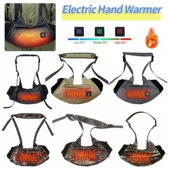 Зимняя электрическая грелка для рук с электроподогревом, электрическая грелка для рук, 3-ступенчатая термомуфта, термоперчатка для холодной погоды, поясная сумка для отдыха на открытом воздухе чёрный