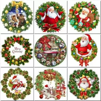 Зимняя алмазная живопись 5d Рождественская полная круглая Алмазная вышивка Стразы Фотографии Вышивка крестиком Горный хрусталь Новое поступление Домашний декор Full Round 20x20CM